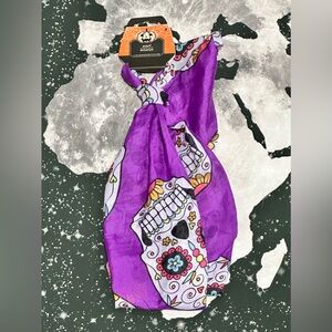 Colorful Purple Sugar Skull Print Scarf